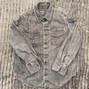 Gray denim button down GAP shirt